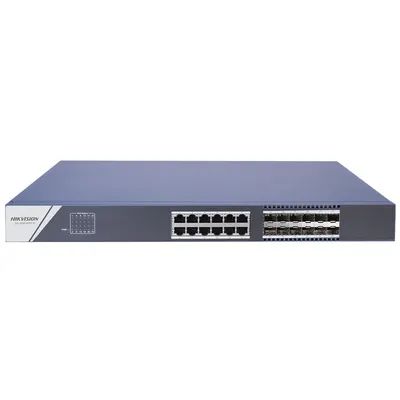Switch Hikvision DS-3E0524TF(B), 24 porturi Gigabit, 12 porturi SPF, 48 Gbps, carcasa metal, plug and play, fara management