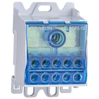 Clema şir distribuţie, fixare pe sina, construcţie deschisa 1×70(50)mm2 / 10×16mm2, 690VAC/DC, 175A