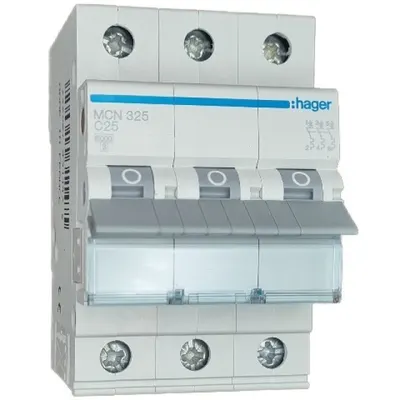 Siguranta automata 3P, 25A, 6kA, curba C Hager MCN325