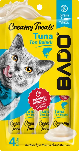 Gustare cremoasă pisici, Bado, snack pește & ton, 4x15g Engros