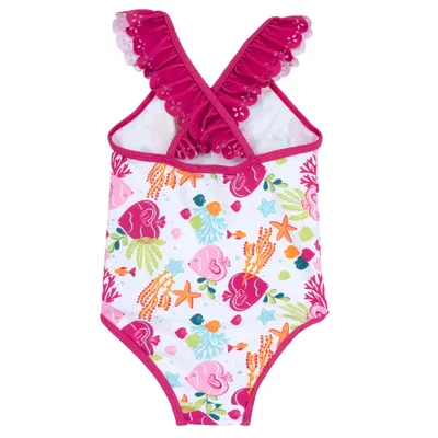 Costum de baie copii Chicco, alb cu roz, 11938-68MC