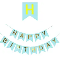 Ghirlandă hârtie cu litere pentru petrecere cu mesaj Happy Birthday - bleu - Default Title