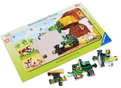 Puzzle Ravensburger din 15 de piese - Tractor la ferma