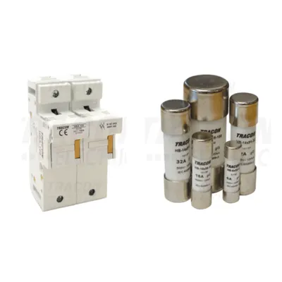 Pachet Protectie Circuite Electrice: Soclu Siguranta Cilindrica HBA-2P-100 si Siguranta Fuzibila gG 80A