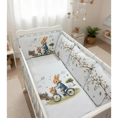 Set de lenjerie de pat Bambino Casa - Blue Rabbit, 10 piese