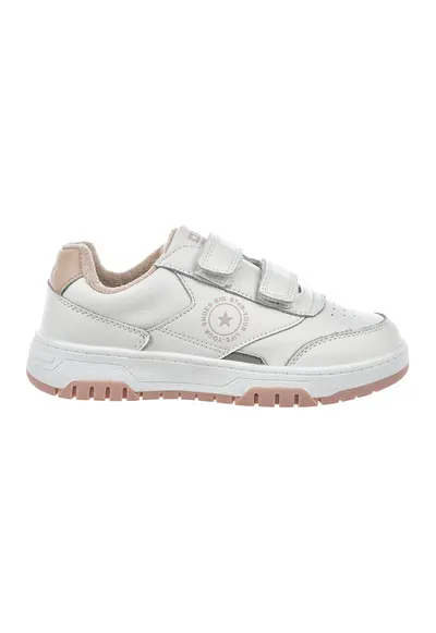 Pantofi sport cu logo si velcro - Alb/Bej