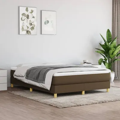 vidaXL Cadru de pat cu arcuri, maro închis, 140x200 cm, textil