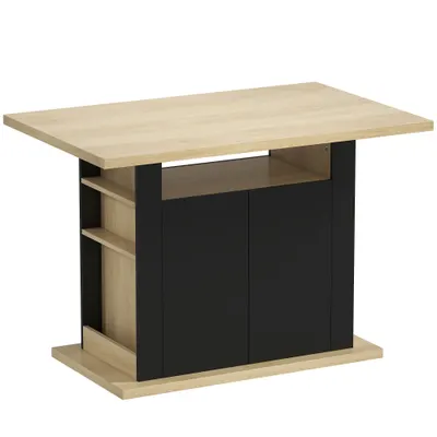 HOMCOM Masă de dining insulă centrală pentru bucătărie cu blat mare 4-6 persoane dulap cu 4 uși 110 x 70 x 75,5 cm negru | Aosom Romania