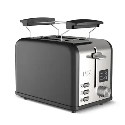 Prajitor de paine Laica HI1000, Afisaj LED, defrost, reheat, 880 W (Negru/Gri)