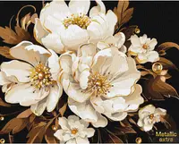 Set pentru pictură după numere Ideyka Metallic Extra - Buchet, 40 x 50 cm