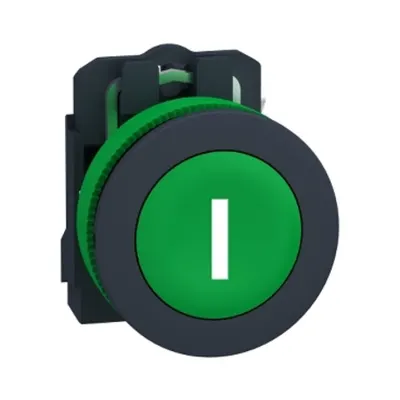 Harmony XB5, Buton antimicrobian, plastic, verde, Ø30, cu revenire, marcat I, 1NO