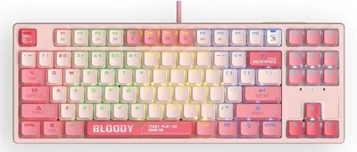 Tastatură mecanică Bloody - S87 Energy Pink, BLMS Red Plus Linear, RGB, roz