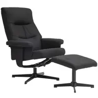 HOMCOM Fotoliu rabatabil cu taburet, rotativ, funcție de legănare, aspect catifelat, până la 150 kg, Negru | Aosom Romania
