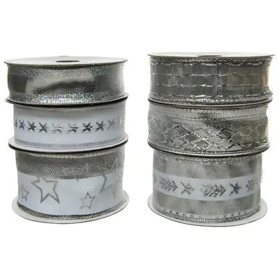 Panglica decorativa - Silver-Grey Christmas Decor - mai multe modele