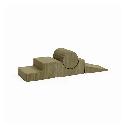 Teren de joacă din spumă kaki 4 buc. din catifea reiată înălțime 30 cm 45x170 cm Montessori – Meowbaby