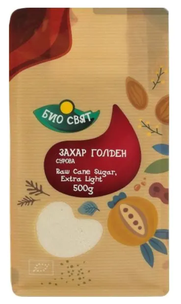 Zahăr din trestie bio Golden, 500 g, Biosvyat