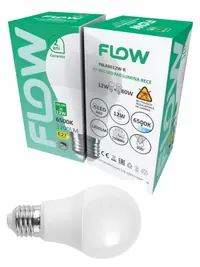 Bec LED A60 12W, E27, 6500K – Lumină rece FLOW FBLA6012W-R