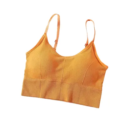 S/M - Bustiera Sport pentru Dama, cu Bretele Reglabile si Spatele Gol, Fara Cusaturi, Model Push Up, Galben, MIX14113-1241