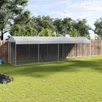 vidaXL Padoc pentru câini de exterior, cu acoperiș 760x190x225 cm