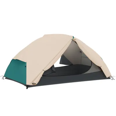 Outsunny Cort de Camping pentru 2 Persoane cu 2 Uși, 2 Ferestre cu Plasă și Geantă de Transport, 280x225x110 cm, Bej | Aosom Romania
