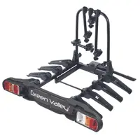 Suport pentru 4 biciclete, Green Valley Discovery 160514-4, cu prindere pe carligul de remorcare, Negru