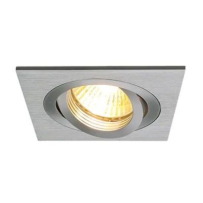 Spot incastrat, NEW TRIA 78 Ceiling lights GU10, aluminium single-headed, QPAR51, square, brushed aluminium, max. 50W, incl. clip springs