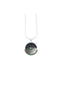 Medalion Aromaterapie - tip difuzor pentru uleiuri esentiale - model Mandala ASMEE - cu Lant Snake din Otel Inoxidabil - 25 cm