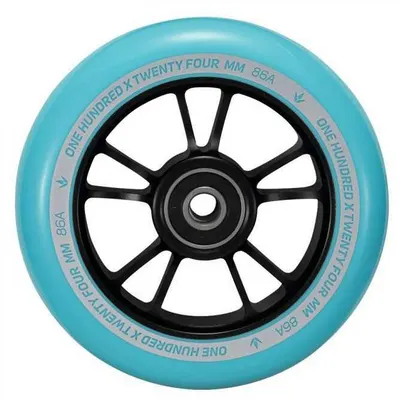 Roți Trotinetă - 10 spițe - 100 mm - Negru/Turcoaz - Blunt Scooters