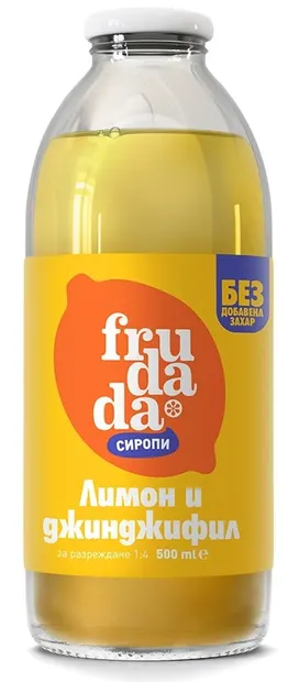 Frudada sirop pentru dizolvare fără zahăr adăugat, lămâie și ghimbir, 500 ml