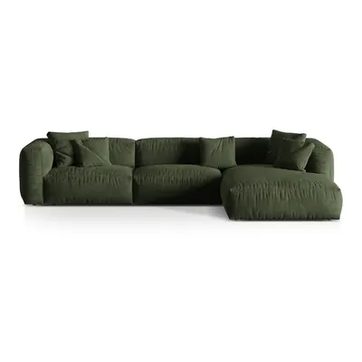 Colțar modular verde cu tapițerie din catifea (cu colț pe partea dreaptă/cu șezlong) Martina – Micadoni