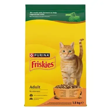 Hrana uscata pentru pisici Friskies Adult cu pui legume 1,5 kg