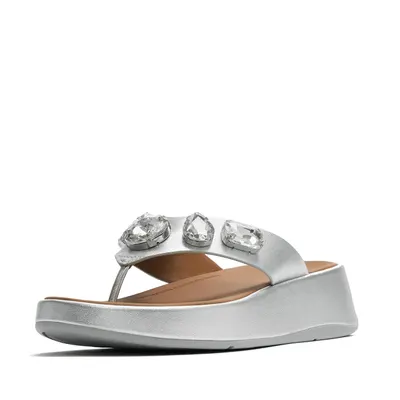FITFLOP FitFlop F-Mode Ultra-Jewel Leather Toe-Post Sandals ZILVER 36