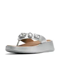 FITFLOP FitFlop F-Mode Ultra-Jewel Leather Toe-Post Sandals ZILVER 40