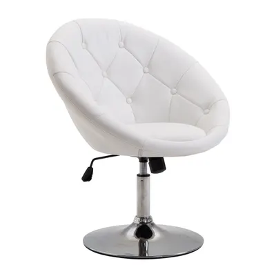 HOMCOM Scaun de lucru rotativ Scaun rotativ Scaun de birou cromat reglabil înălțime, piele ecologică+oțel, Negru/Alb, 71x59x78-90cm (Alb) | Aosom Romania