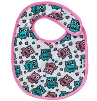 Baveta impermeabila din bumbac cu inchidere velcro 23x20cm Akuku Pink Owls