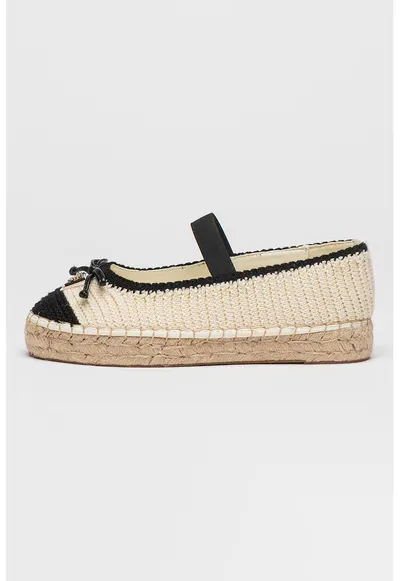Pantofi loafer din material textil cu elastic - Negru/Maro deschis