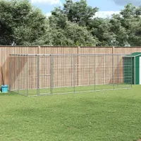 vidaXL Padoc câini de exterior cu acoperiș, 12,1 m², oțel galvanizat