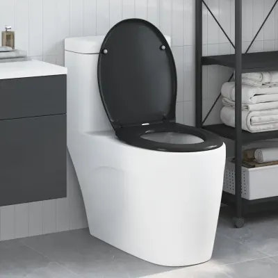 vidaXL Capacul de toaletă Negru 47 x 37 x 4 cm Duroplast