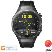 Smartwatch Huawei Watch GT 5 Pro, 46MM, Tarnish Titanium Case, Black Fluoroelastomer Strap