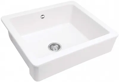 Chiuveta bucatarie ceramica, dreptunghiulara, 61.5x48.5x20 cm, alb, Deante Sabor