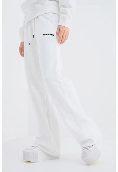 Pantaloni de trening relaxed-fit cu buzunare laterale - Negru stins/Alb murdar