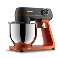 Mixer cu bol Daewoo, 1000 W, 10 trepte de viteza, bol inox 7 litri, angrenaj metalic, display LED, accesorii incluse, Portocaliu