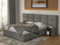 Pat tapitat Cico fix 287 x 114 C2 din piele/stofa Gri - Falcone 21 180x200