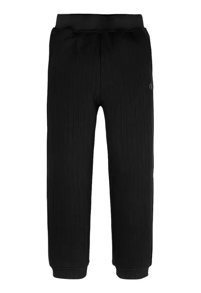 Pantaloni regular fit cu mansete elastice - Negru