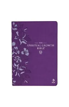 The Spiritual Growth Bible, Study Bible, NLT - New Living Translation Holy Bible, Faux Leather, Purple Debossed Floral