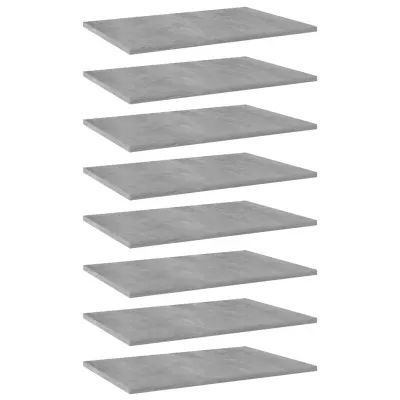 vidaXL Plăci bibliotecă, 8 buc., gri beton, 60 x 40 x 1,5 cm, PAL