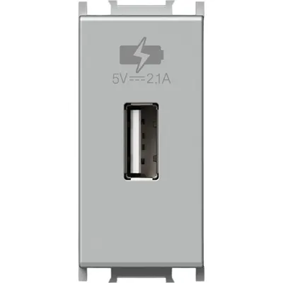 Modul Incarcator USB 5V 2,1A 1M argint, TEM Modul TEM-EM66ES-B