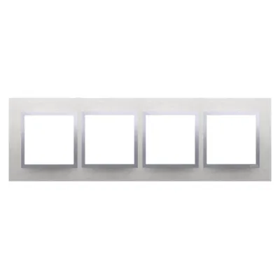 Rama cvadrupla de metal IP20/IP44(a se folosi cu DUN4 pentru IP44), inox clasic