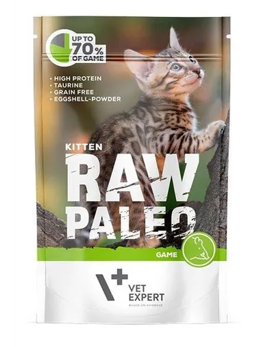 VETEXPERT RAW PALEO Kitten hrana pui pisica 100 g cu vanat