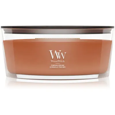 Woodwick Pumpkin Praline lumânare parfumată cu fitil din lemn 453.6 g